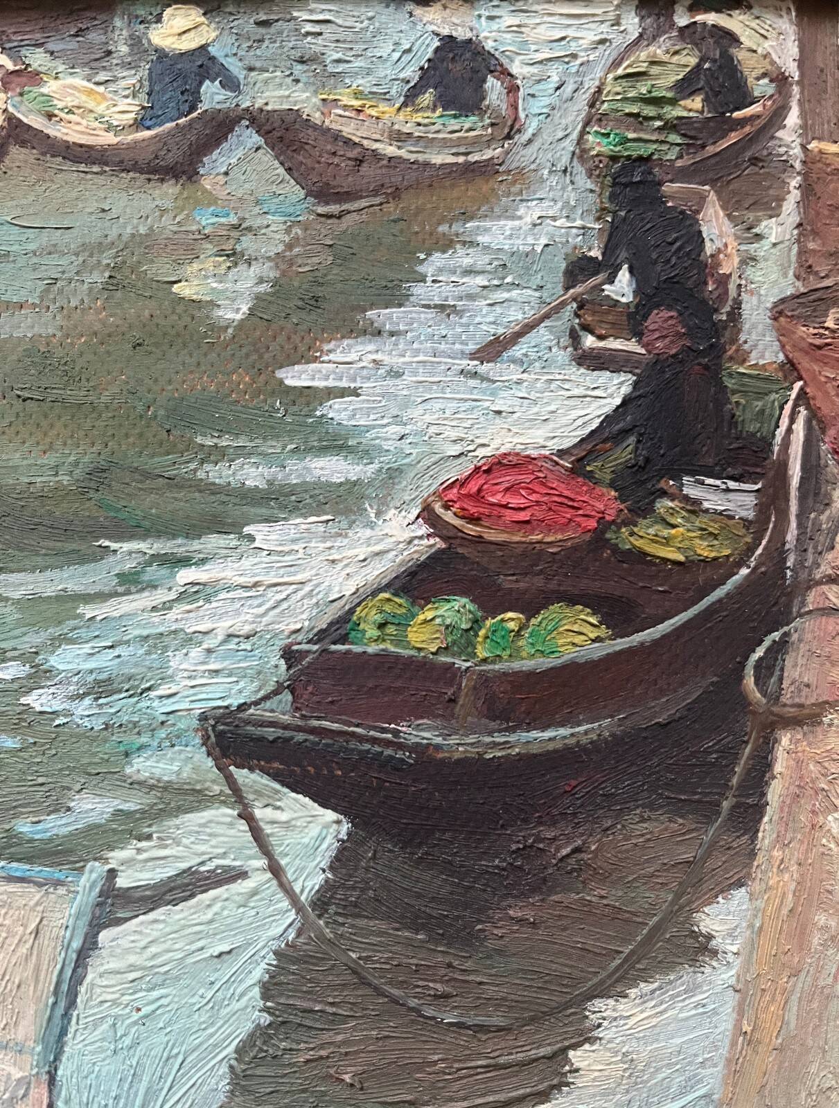 Tableau HSP "Paysage du Vietnam" signé J. Mamo 1984