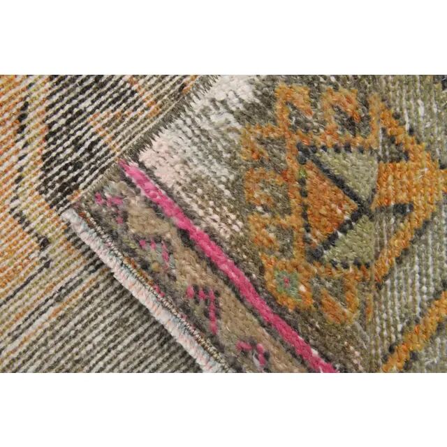 1970s Turkish hand-knotted wool cotton orange runner rug 85x273