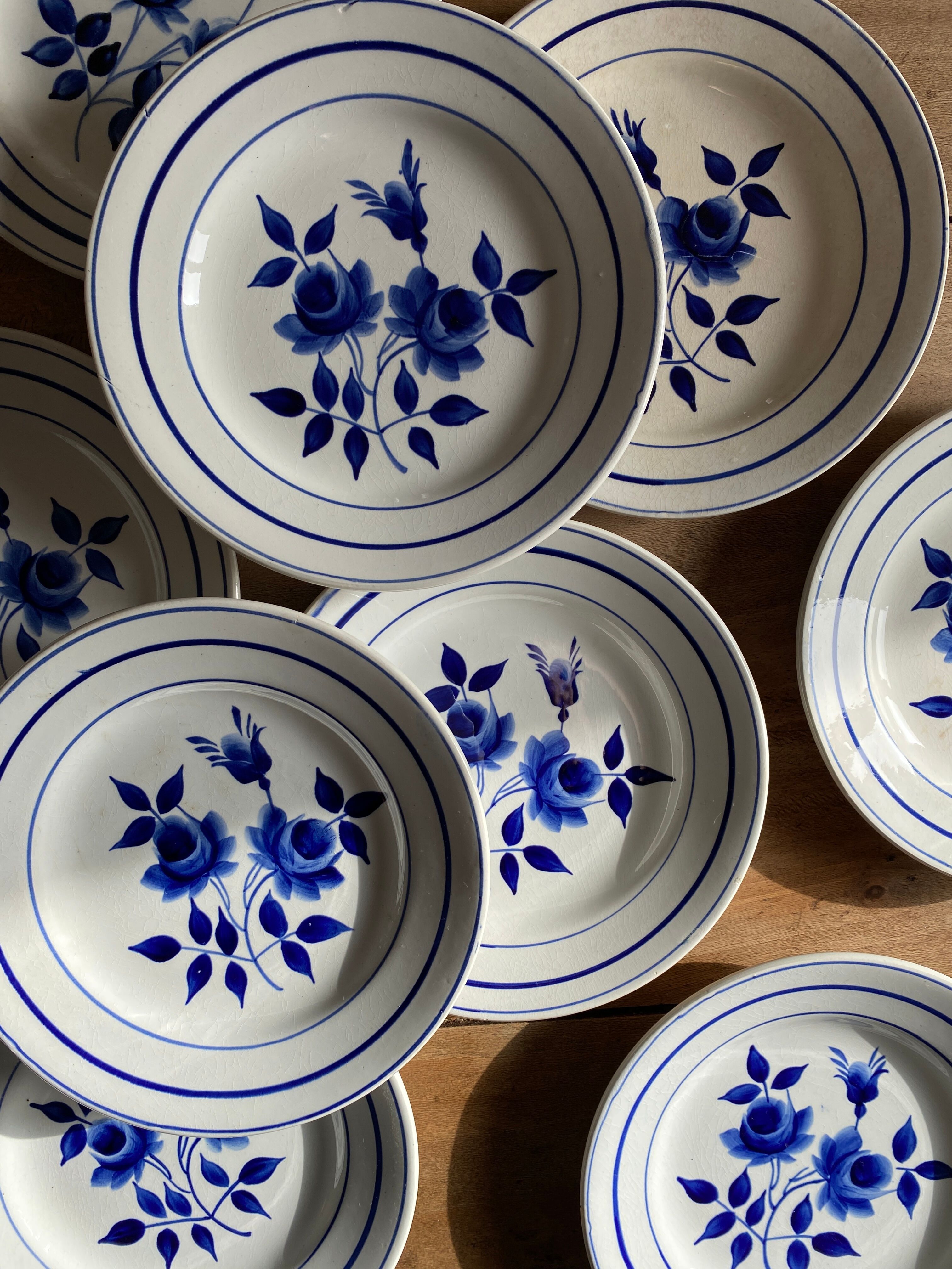 Set of 10 vintage dessert plates Moulin des Loups
