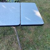 Blue formica table with extensions