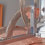 1930 art deco chandelier in chrome bronze and molded glassware