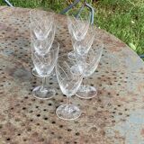7 vintage crystal and chiseled glass wine glasses
