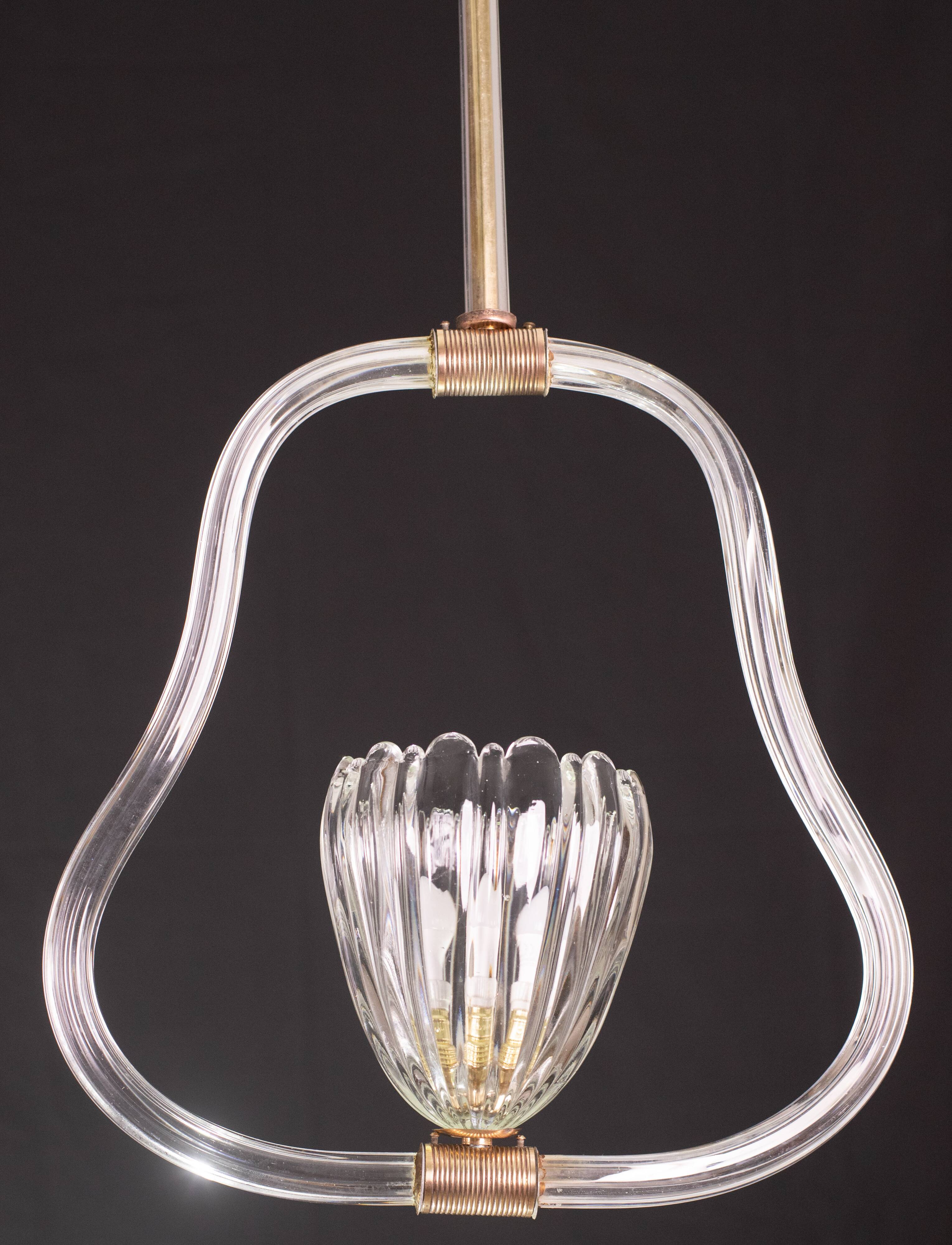 Charming Art Decò Barovier and Toso Chandelier, 1940s