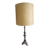 Lampe ancienne, pied pique cierge en bronze argenté