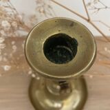Brass candle holder with push button