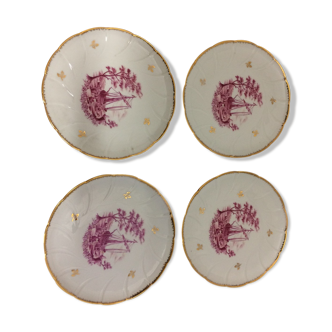 4 anciennes assiettes dessert B&C Limoges