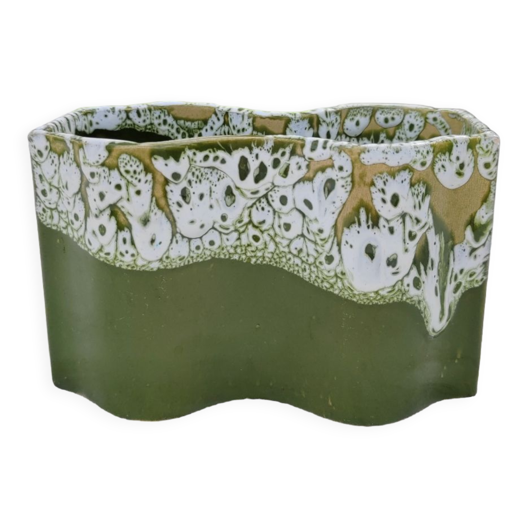 Pot cover in green ceramic original shape