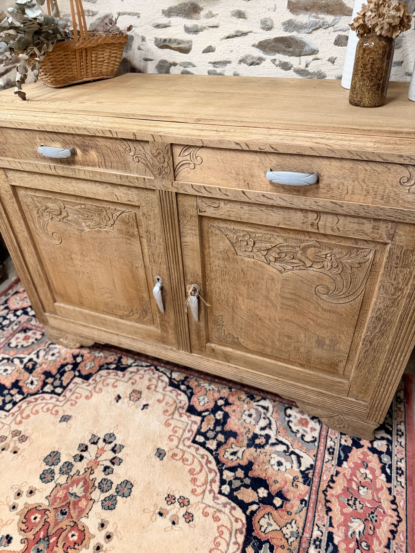 Superb stripped Art Deco wooden buffet