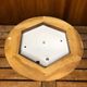 Old marine style ceiling light molded glass wood contour gold metal reinforcement #a624