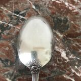 Set of 7 tablespoons in flowered silver metal with punch