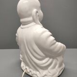 Seated Buddha lamp base ~ glazed and gold white ceramic ~ 80s