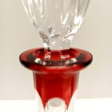 Bohemian Transparent and Red Crystal Decanter Bottle by Dresden Crystal, Germany