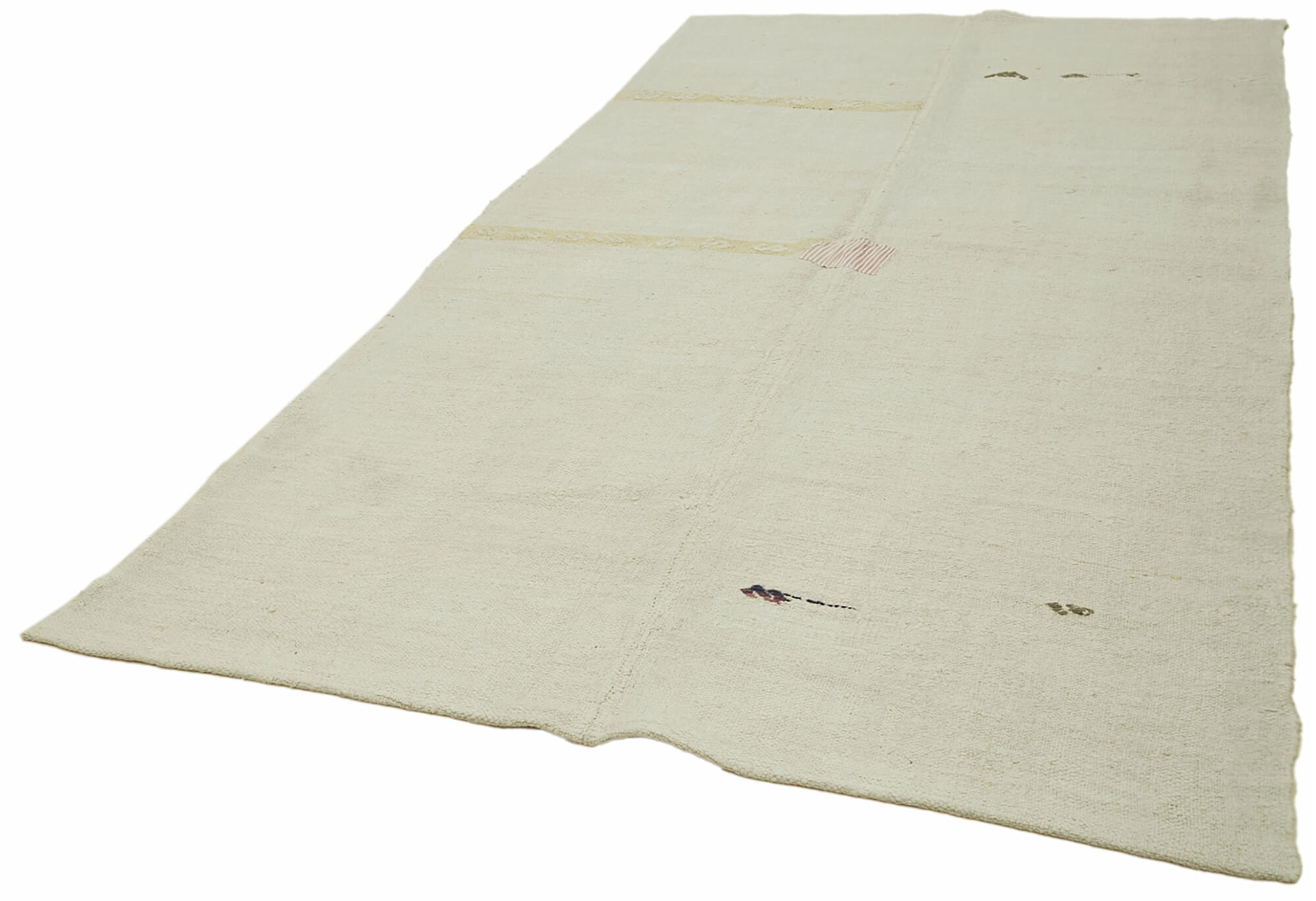 Hand-knotted oriental rustic 1970s 180 cm x 320 cm beige hemp kilim carpet