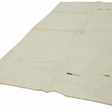 Hand-knotted oriental rustic 1970s 180 cm x 320 cm beige hemp kilim carpet