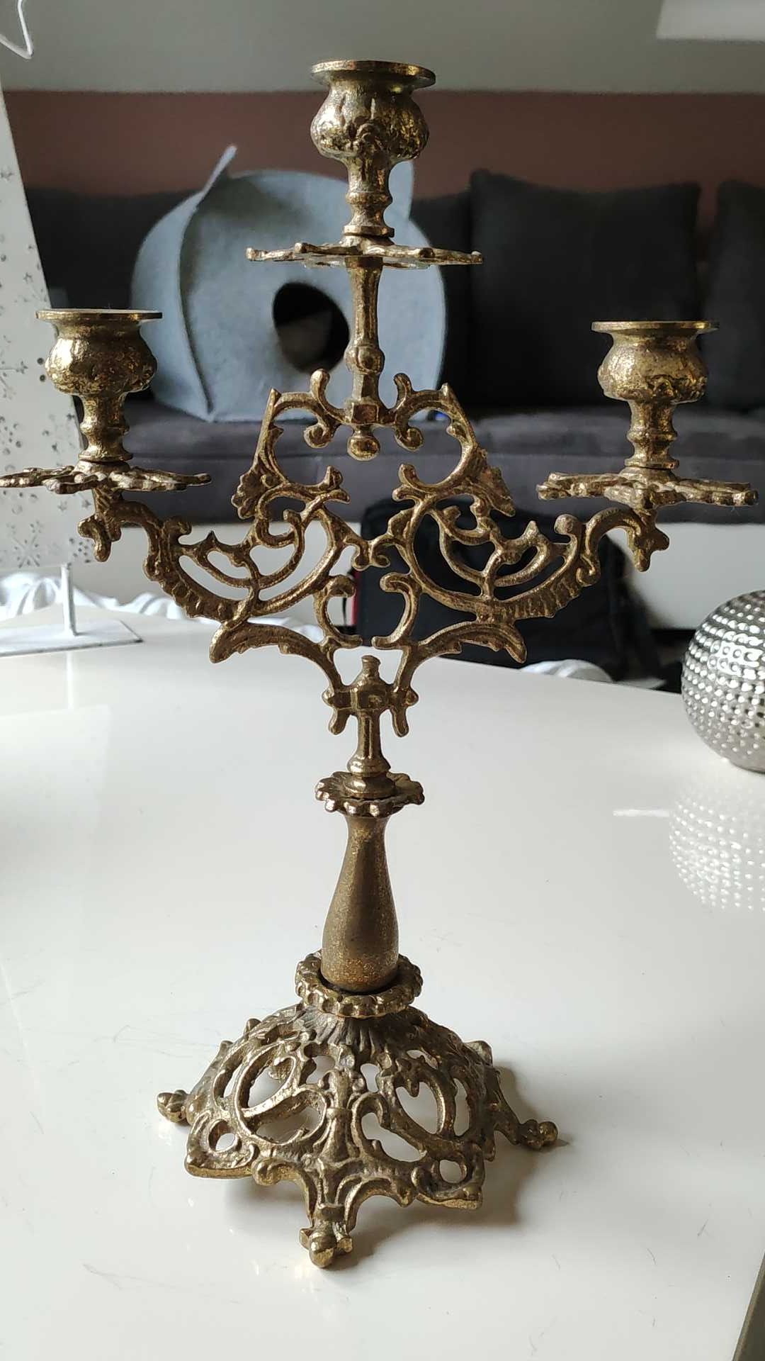 Elegant Antique Chandelier/Candelabra 3 fires in gilded patinated bronze. Baroque/Rococo/Shabby chic style