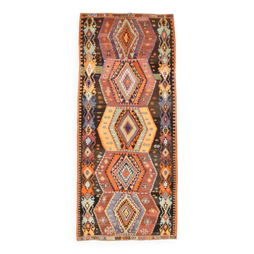 Red & Green Wide Turkish Runner Rug, 163x169cm