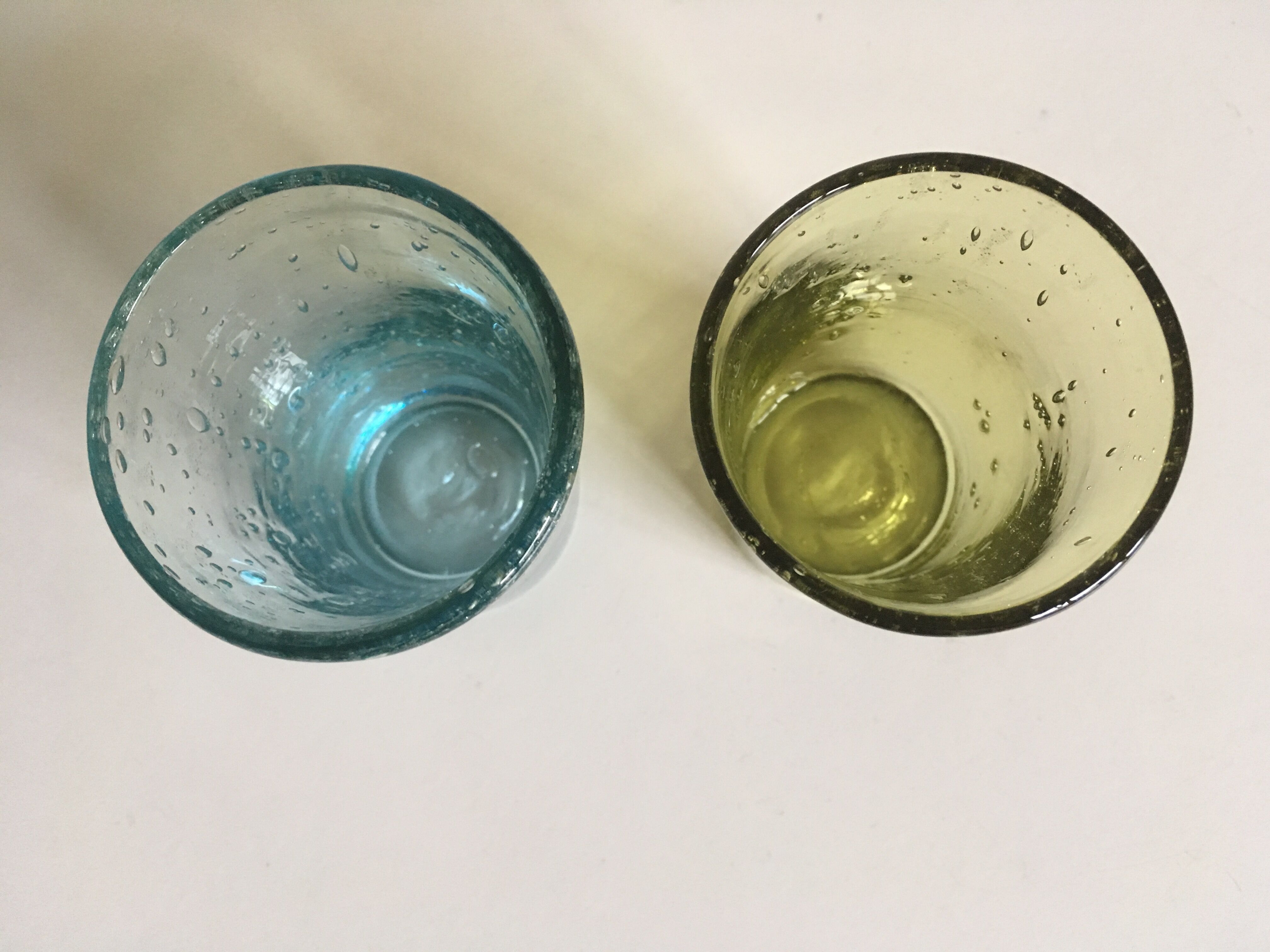 Pair bubble Biot glass shots