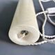 Vintage alabaster table lamp, soft yellow/cream, wicker shade