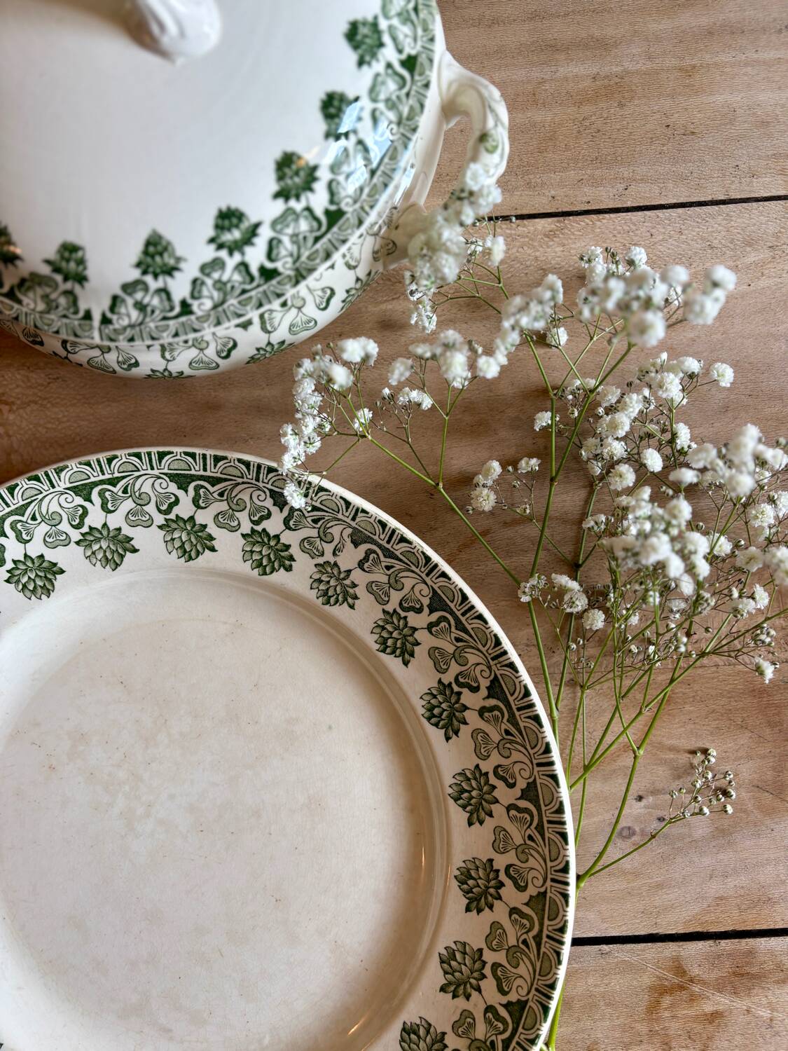 Vintage ironstone tureen and dish - Trèfle de Badonvillier model