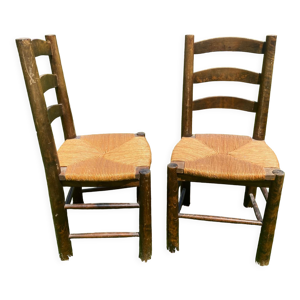 Paire de chaises paillees Georges