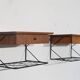 Pair of vintage Scandinavian hanging bedside tables 1960
