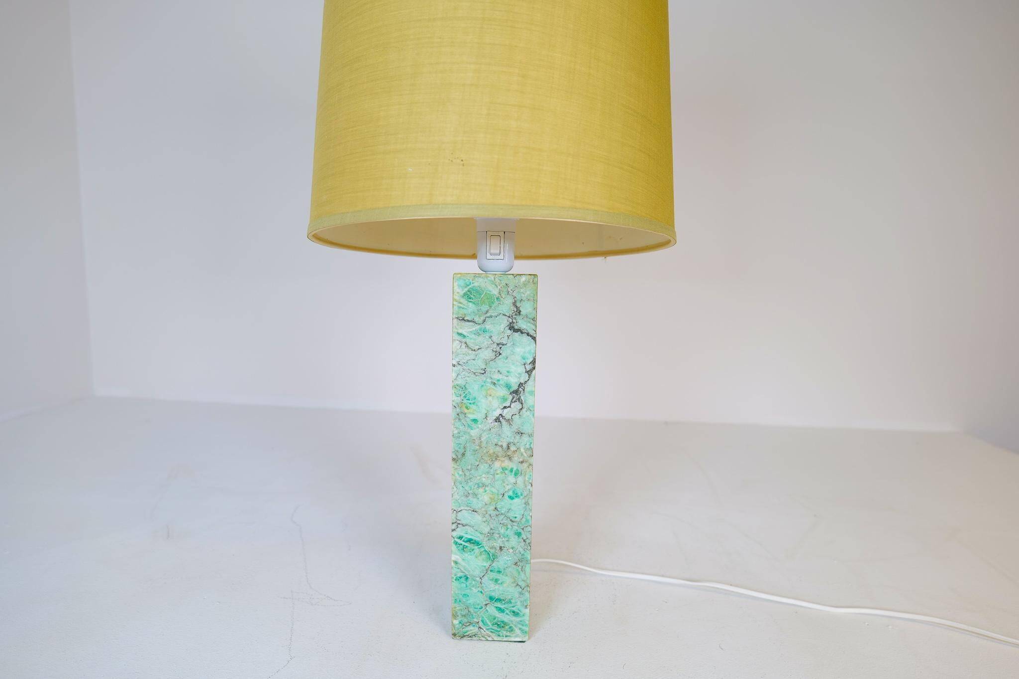 Mid-century green marble table lamp by Bergbom, Sweden, 1960s.