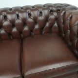 Brown leather chesterfield sofa two places