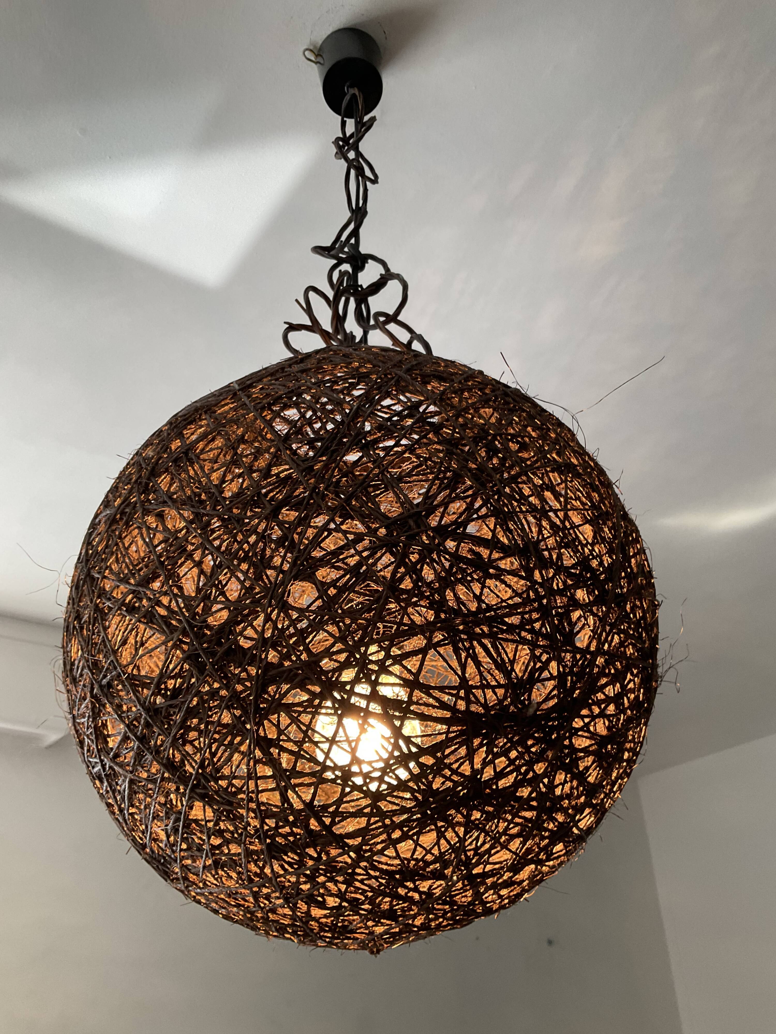 Vintage suspension Wicker ball 70s