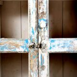 Old glass cabinet in Burmese teak