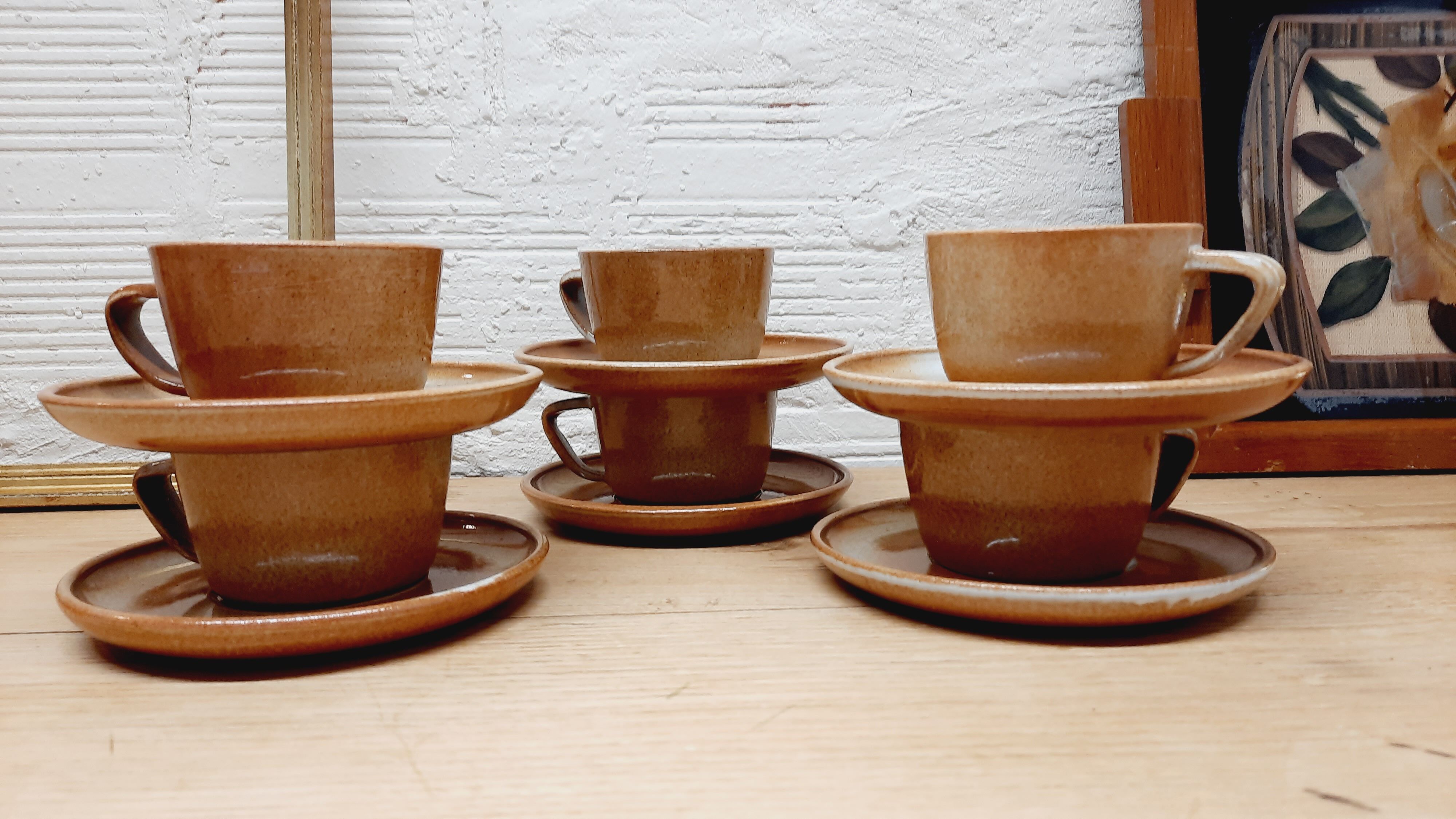 Set 6 cup glazed sandstone