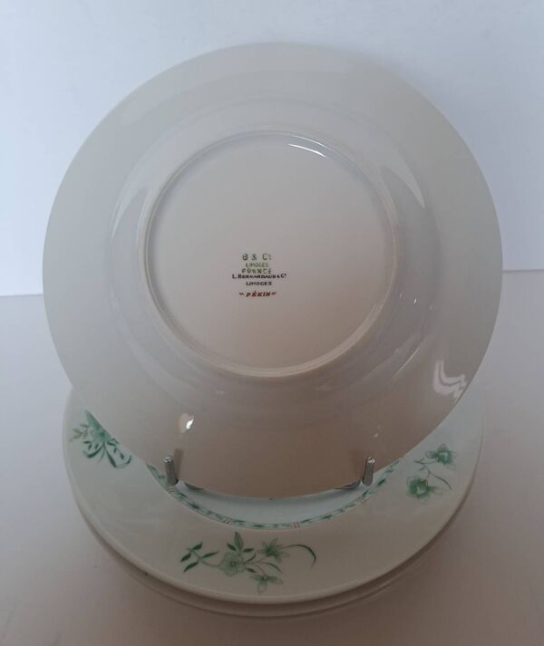 4 assiettes creuses en porcelaine Bernardaud modèle Pékin