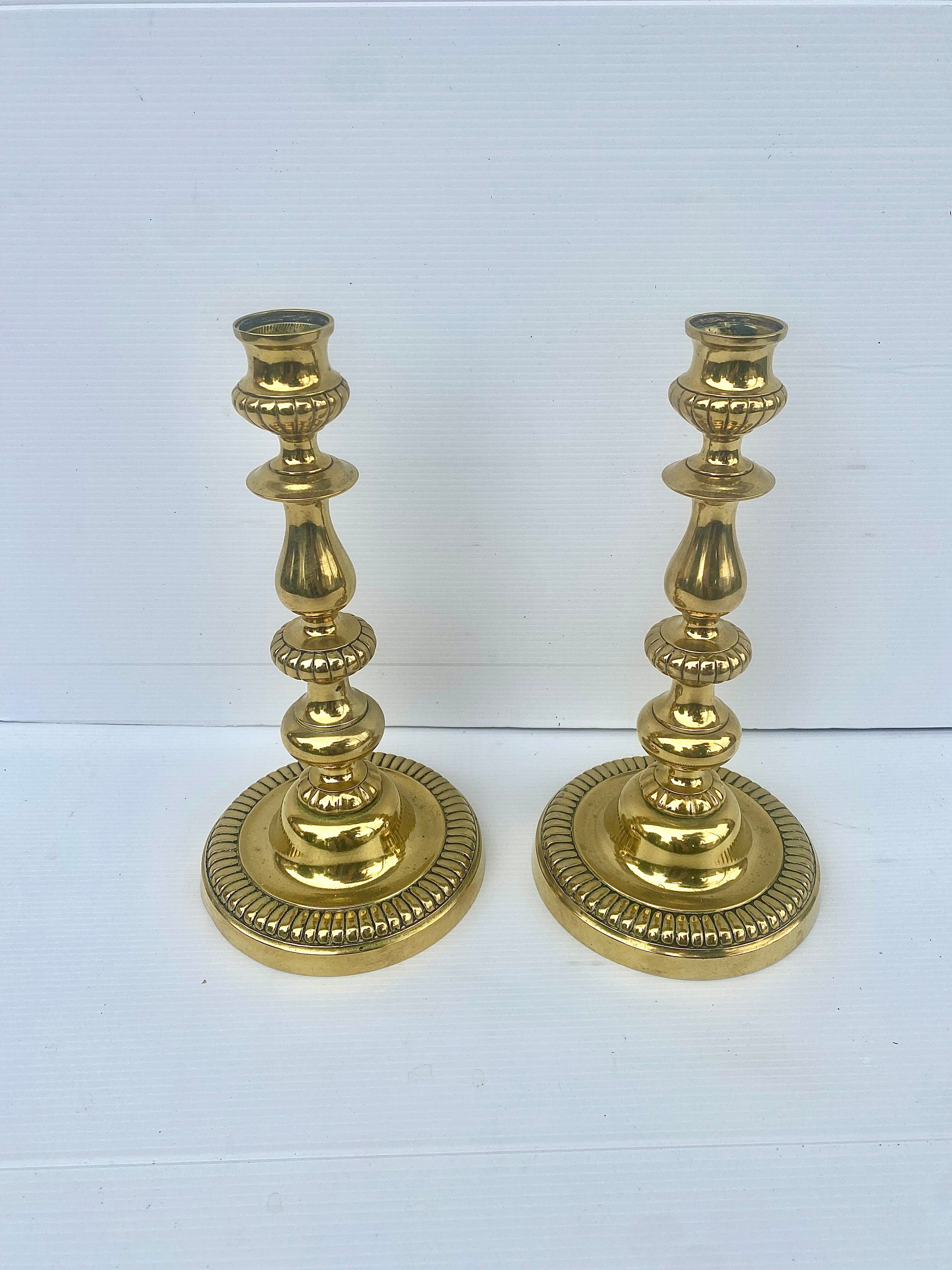 Pair of brass candlesticks in Louis Philippe style