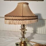 modernist lamp period 1930/1950 with very beautiful silk lampshade with fringes