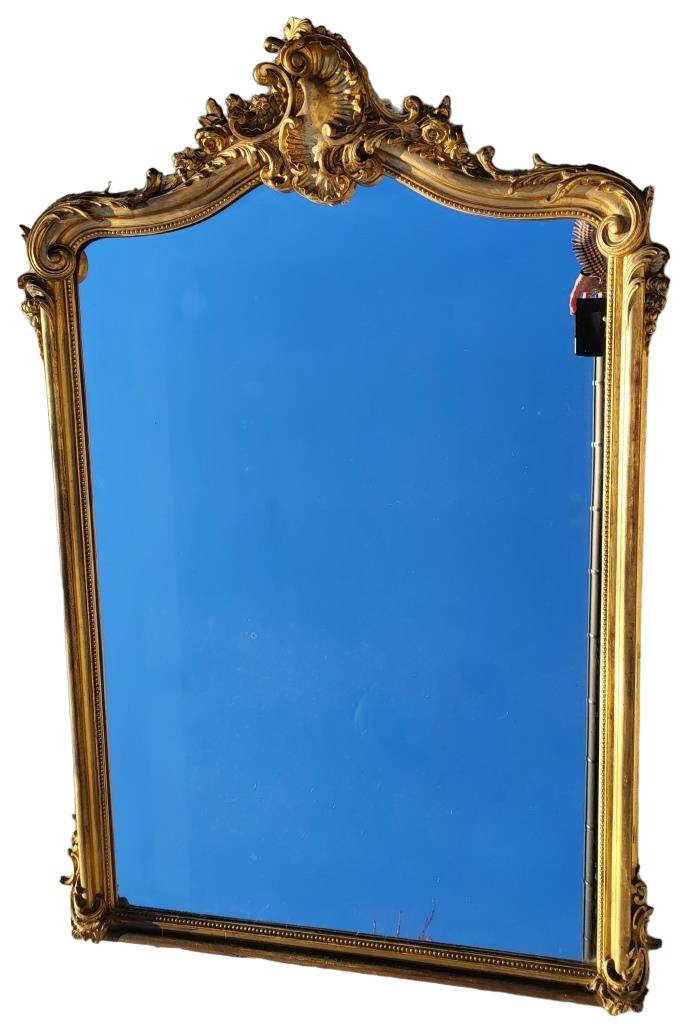 Miroir de cheminée doré XIXe style Louis XV