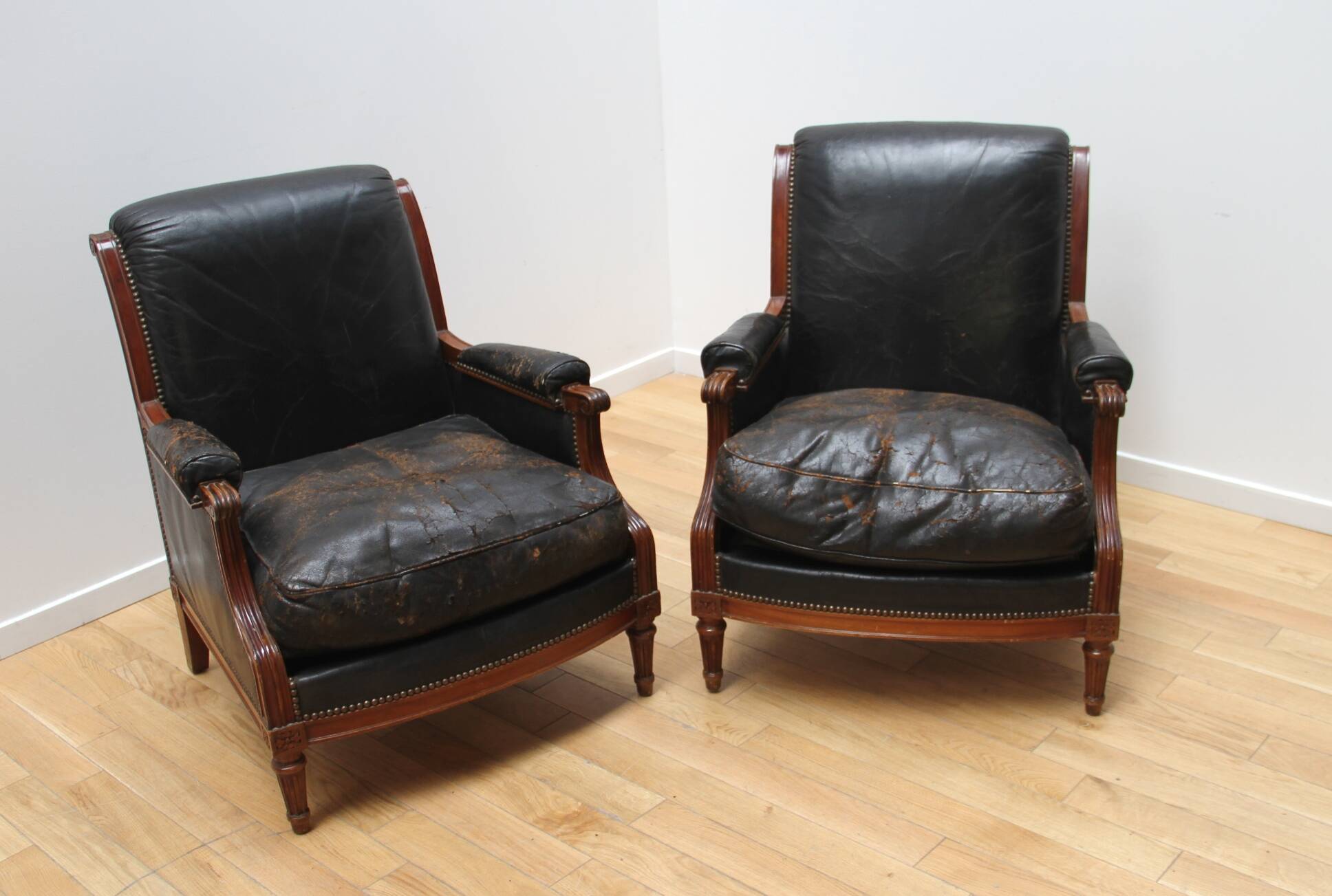 Pair of Louis XVI style armchairs