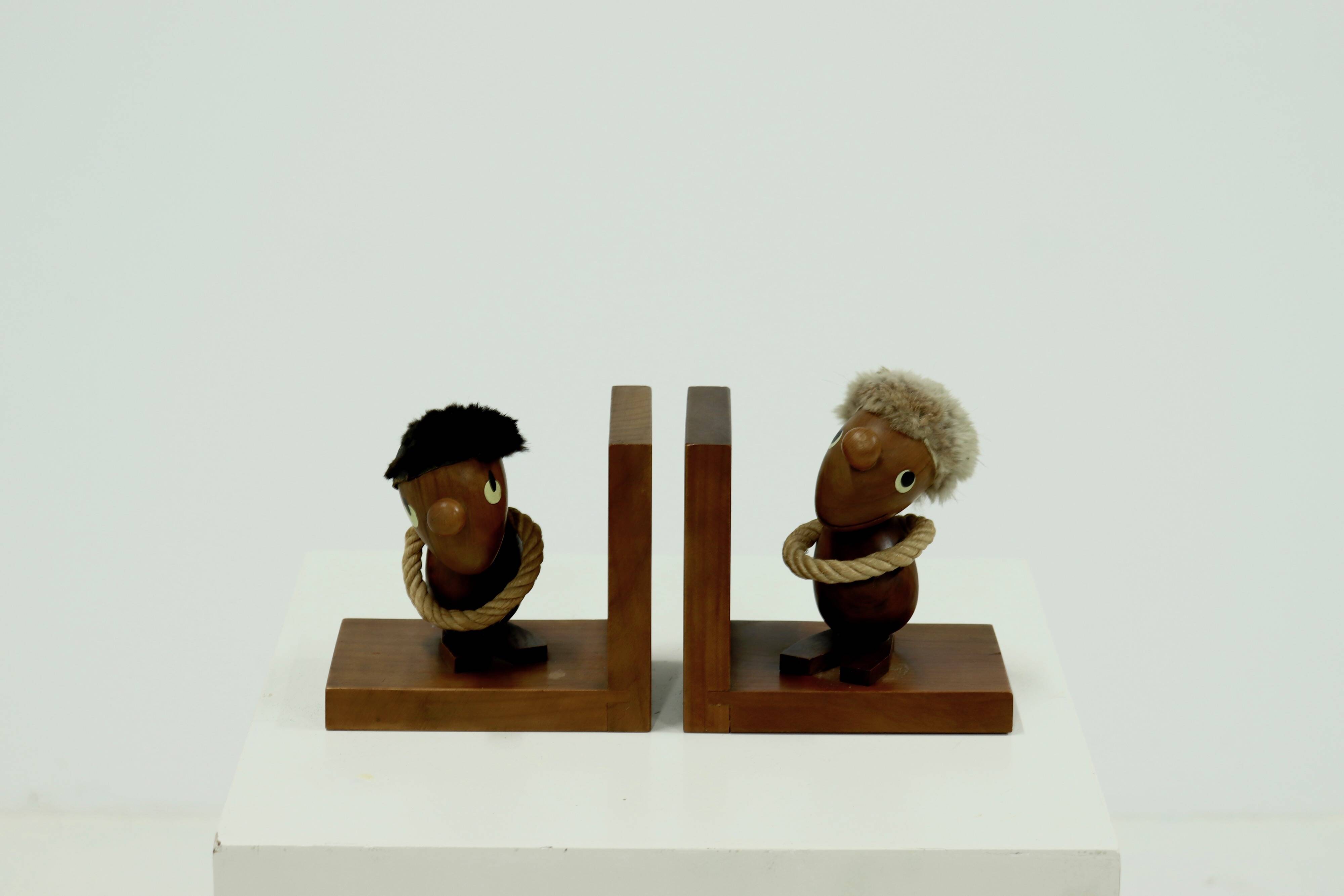 Danish Design Optimist and Pessimist Book Ends by Hans Bolling 1960s