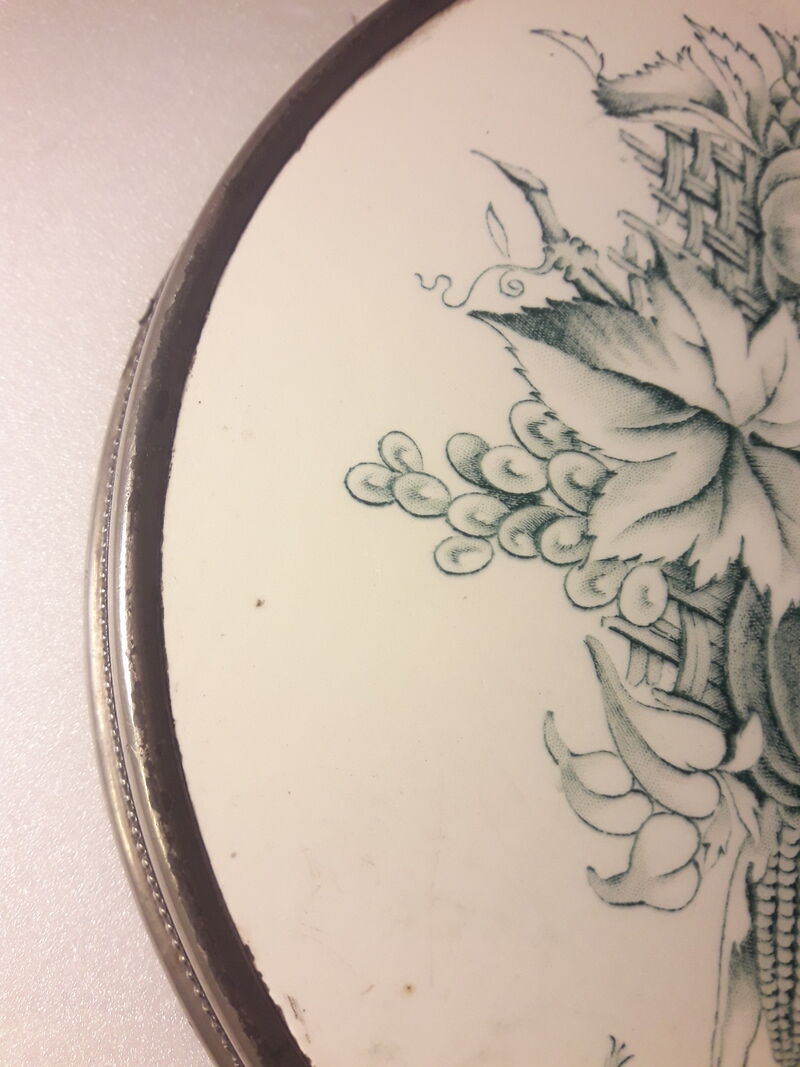 Coaster 21,8cm earthenware mounted on metal