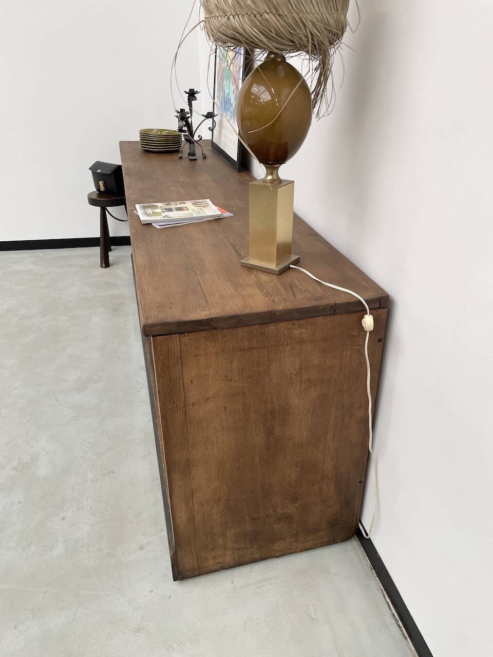 Enfilade de métier XXL chêne portes vitrées