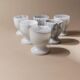 Ensemble de 6 coquetiers en marbre vintage gris et blanc – Sculptés à la main, vaisselle italienne des années 50