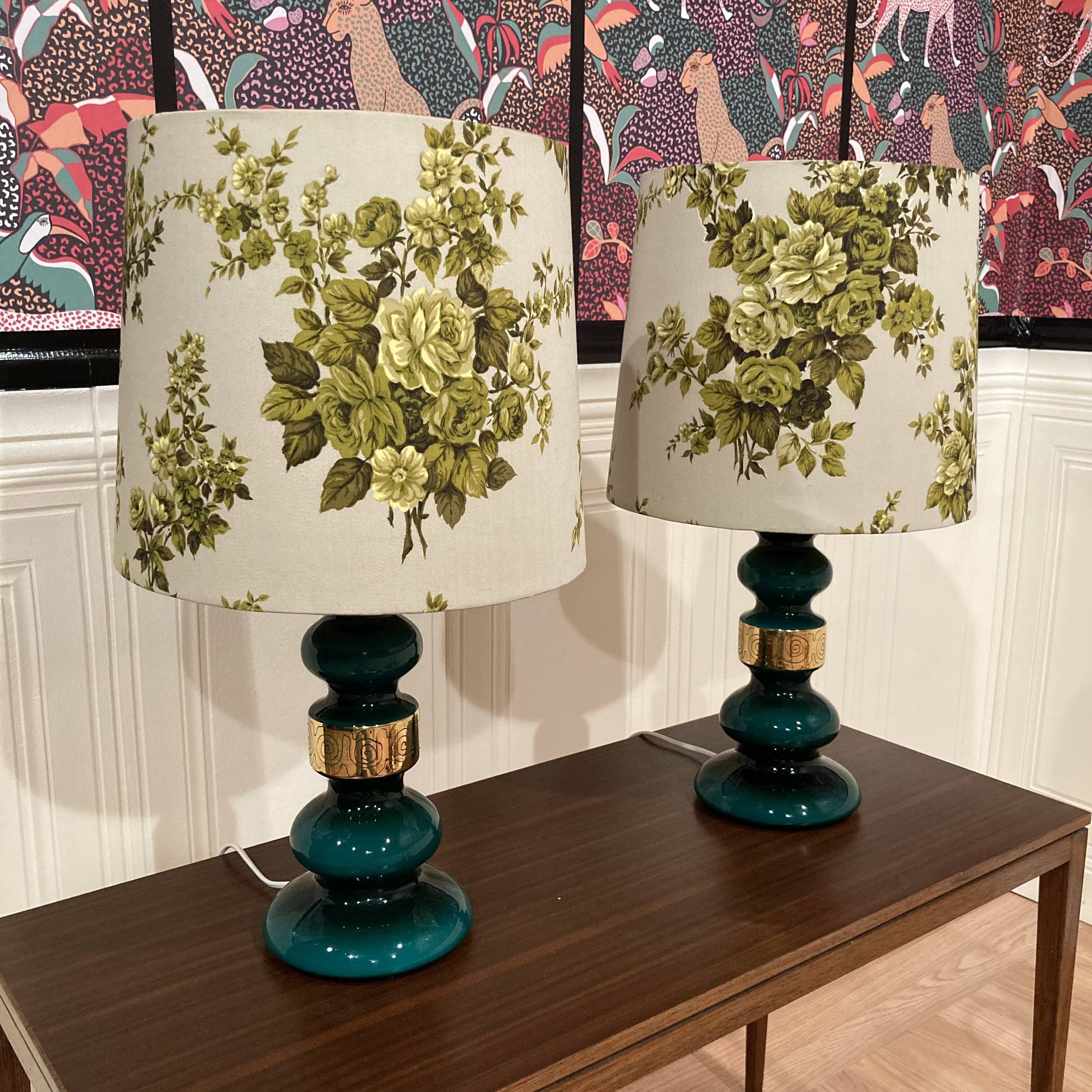 Pair of Scandinavian design glass lamps from the 1950s.