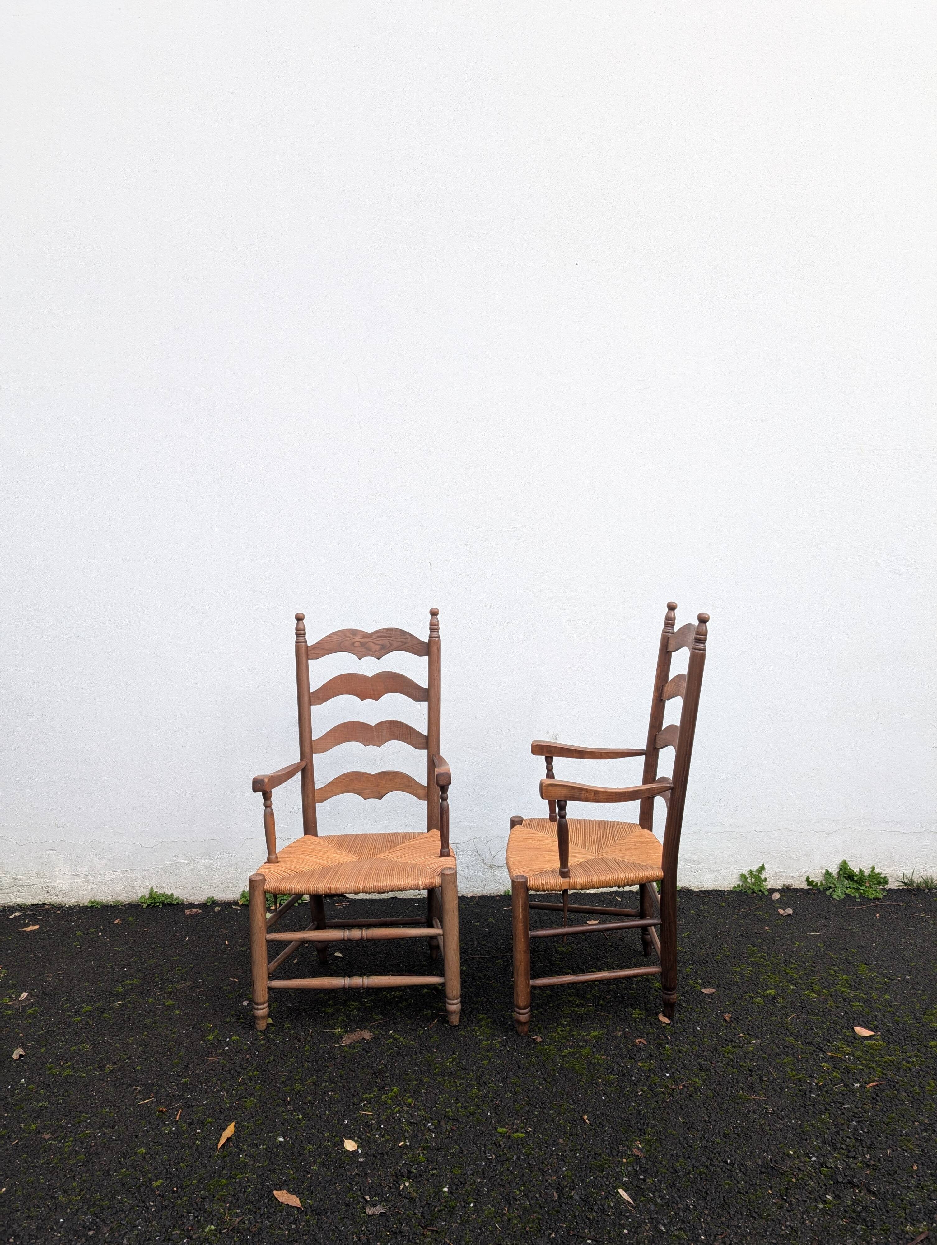 Pair of straw armchairs
