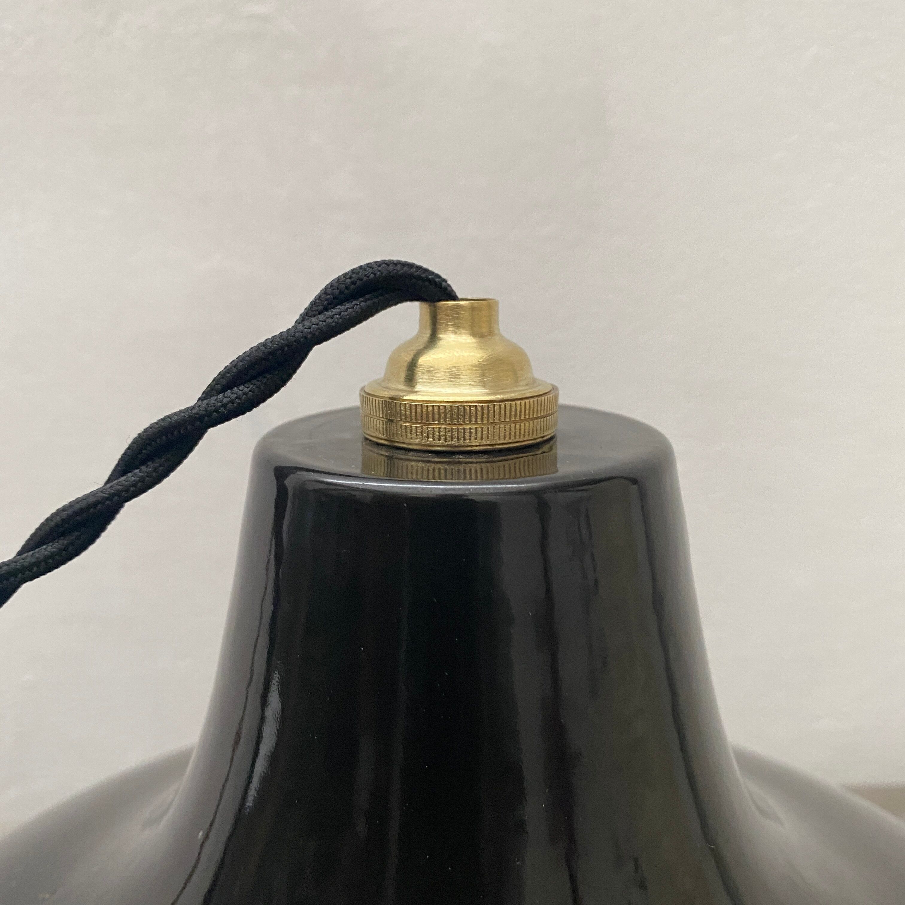 Lot 2 antique industrial lampes hanging emaillee 36 cm
