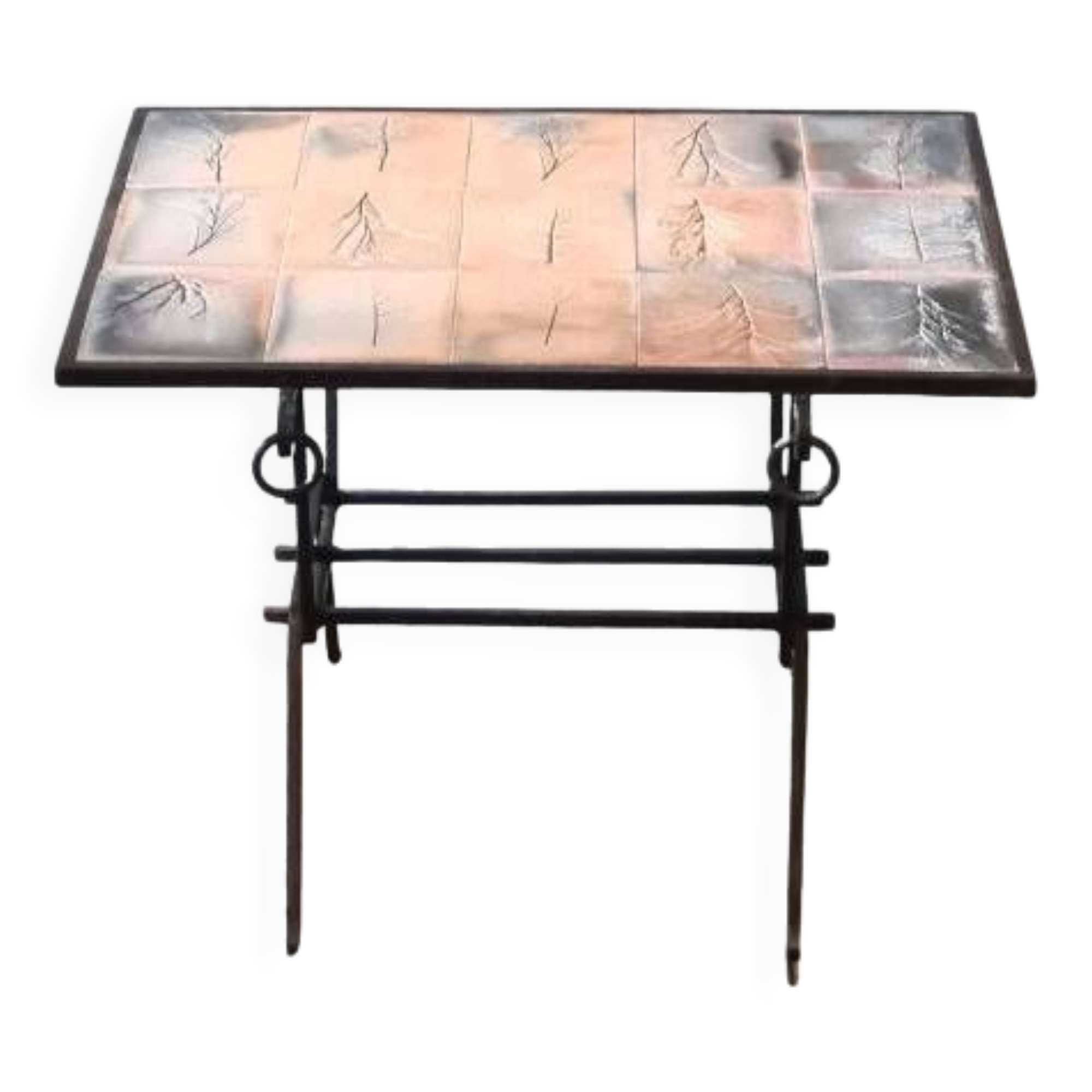 Wrought iron and ceramic coffee table