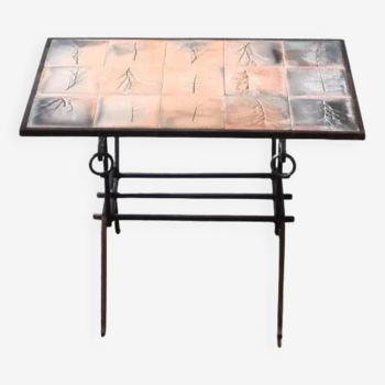 Wrought iron and ceramic coffee table