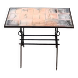 Table basse en fer forgé et céramique