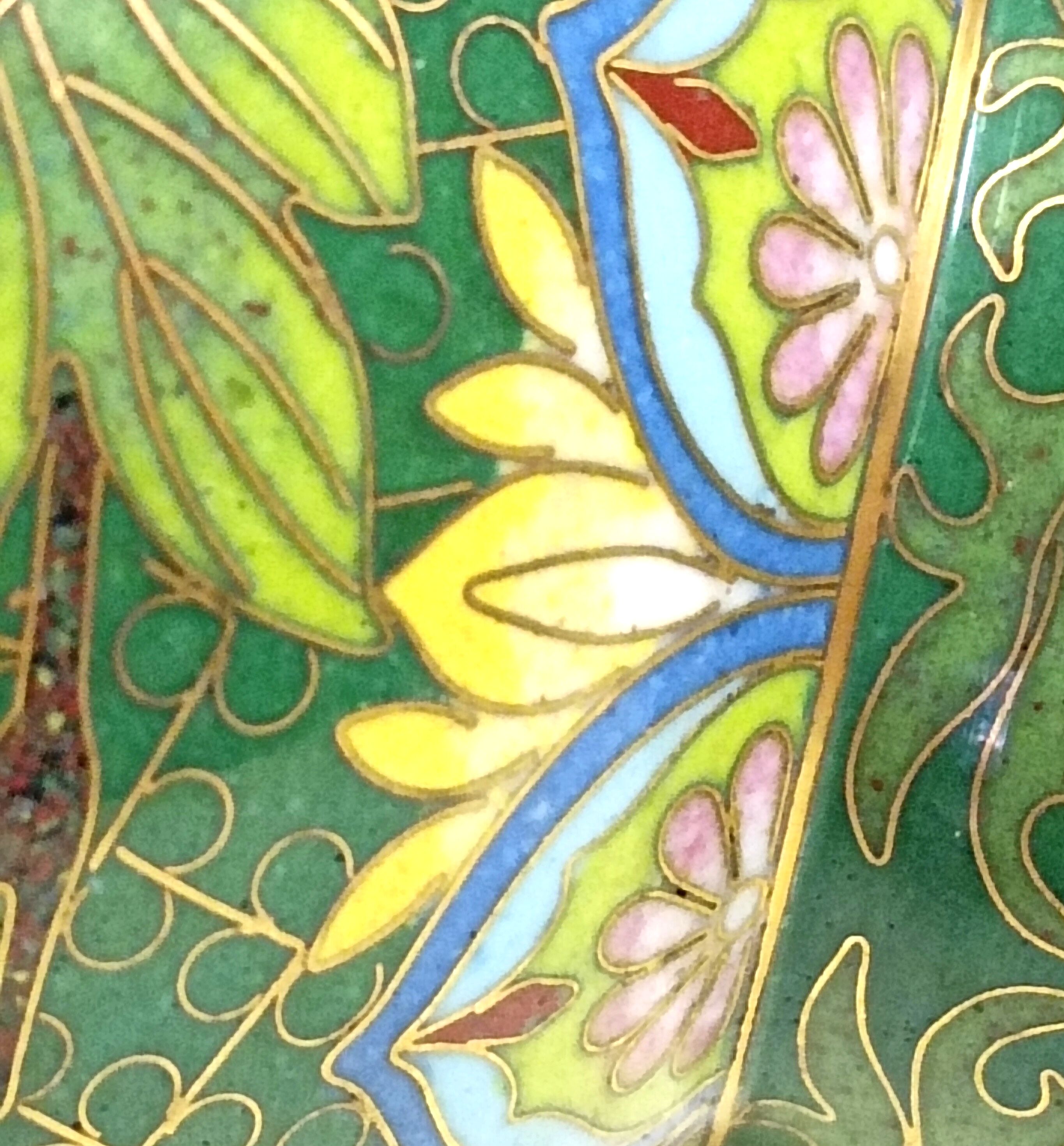 Pair of Asian enamel cloisonné vases