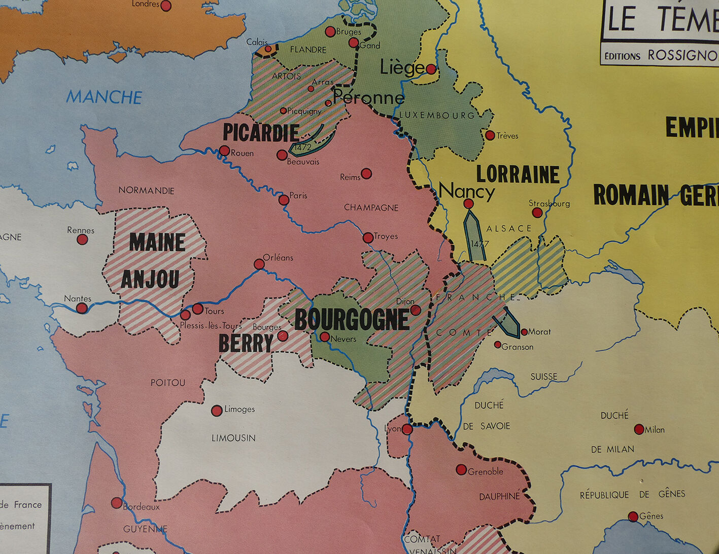 Rossignol school poster historic map No.9 - 10 Jeanne D'Arc and Louis XI