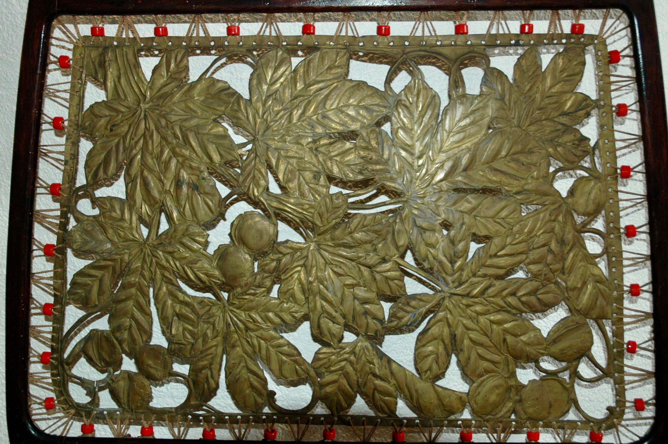 Art-new wooden and brass firewall