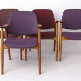 Vintage Lounge Chairs Set of 4, Germany 1960s, Beech Wood, Newly Upholstery