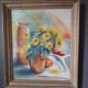 Ancient painting depicting a bouquet of flowers.
